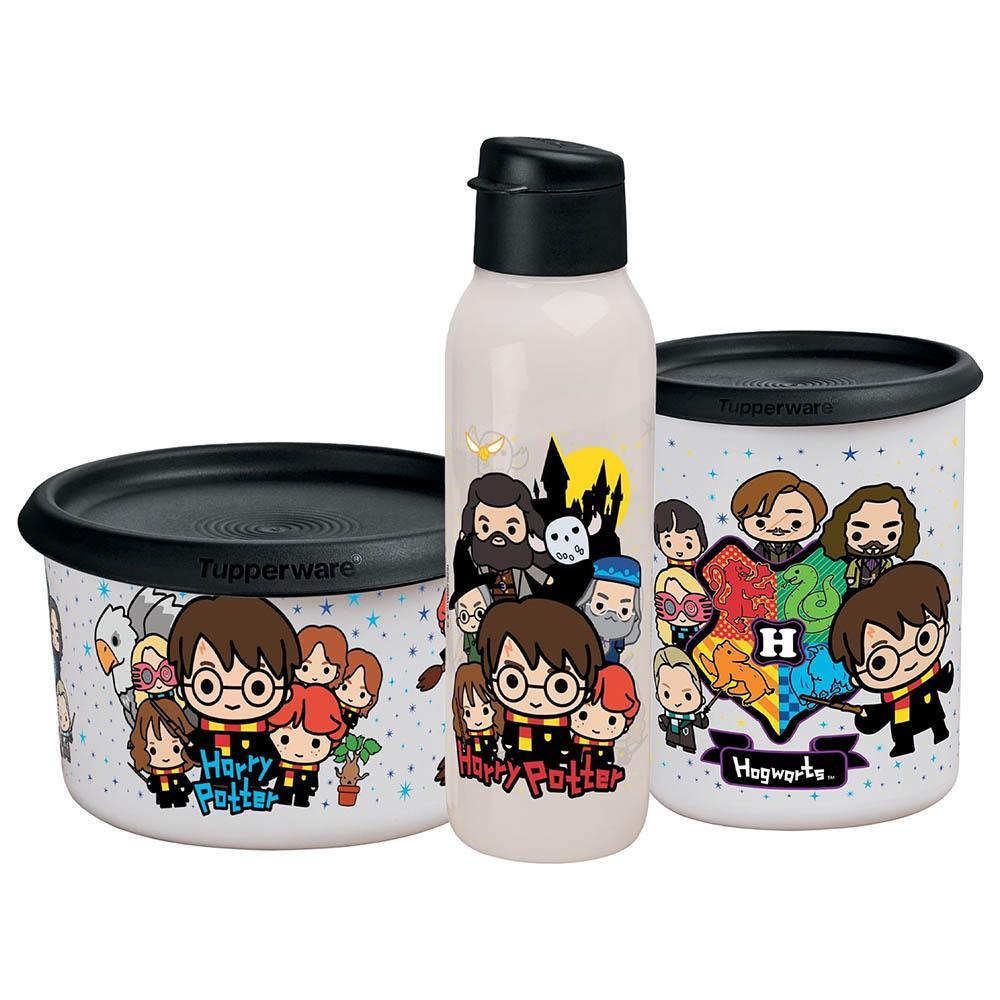 Kit Potes e Garrafa Tupperware Harry Potter Instantânea Mágica Colorida 3 Peças