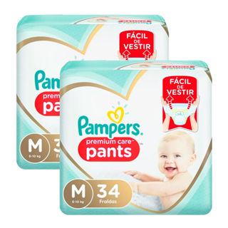 Kit 2 Fralda Infantil Pampers Premium Care Pants Tamanho M com 34 Unidades em Oferta na Shopee