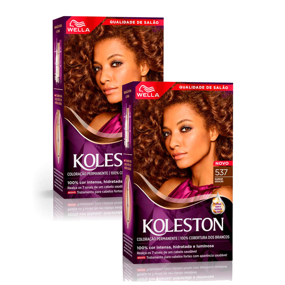 Kit 2 Tintura Creme Koleston Wella Marrom Sedução 537 Kit