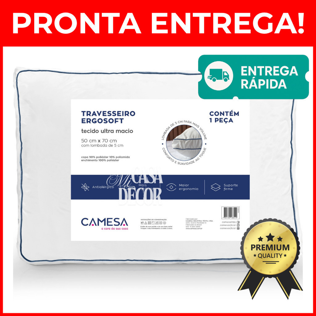 Travesseiro Camesa Ergosoft Hotel Co Orto Imediato