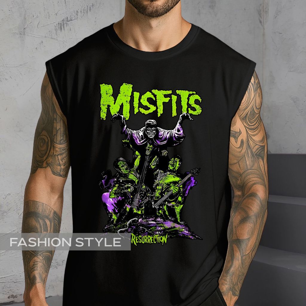 Regata Oversized Misfits Rock Roll Punk Banda Logo Álbum Musicas Last Caress Camisa Machão Cavada Algodão