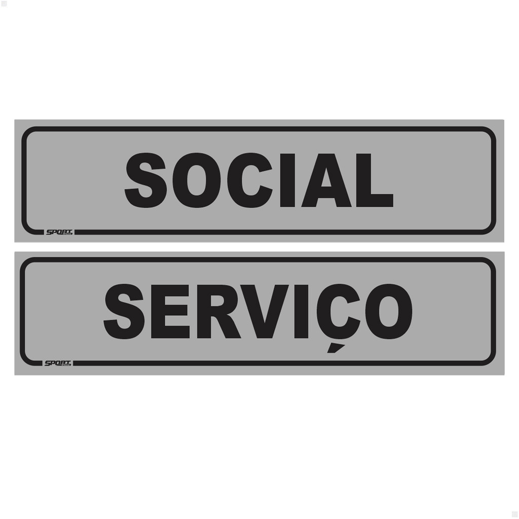 Kit De 2 Placas Social E Serviço Elevador Prédio 20x5 cm