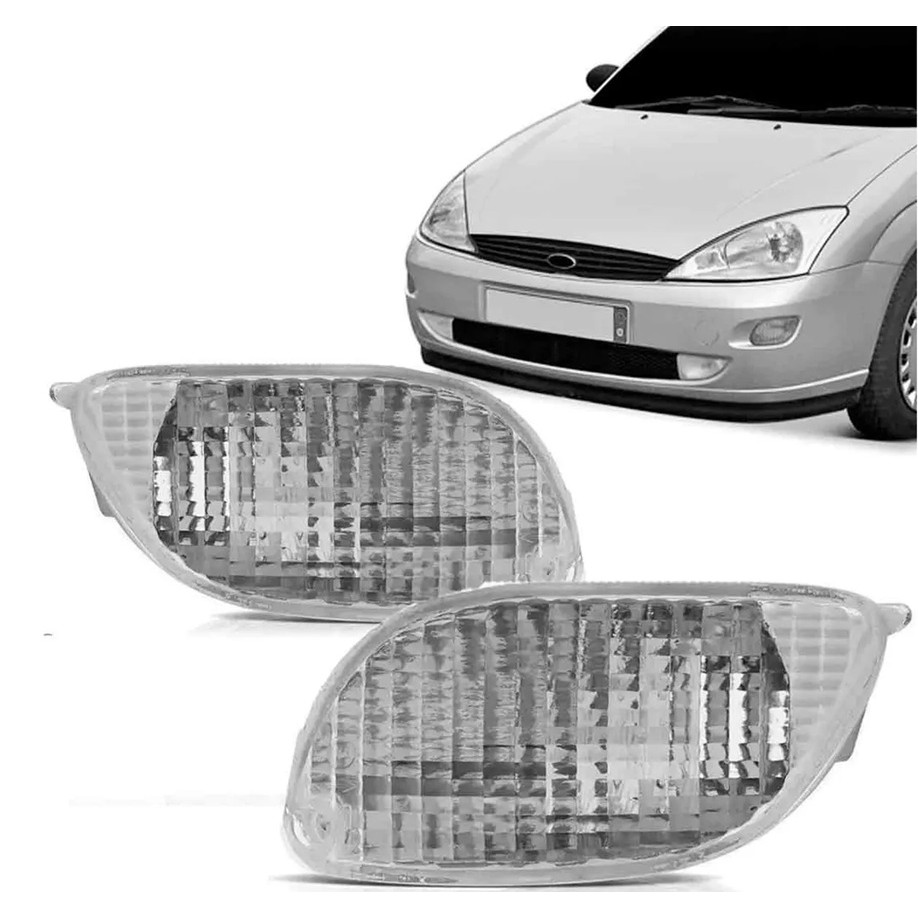 Par Lanterna Dianteira Pisca Seta Parachoque Focus 1998 1999 2000 2001 2002 2003 Cristal