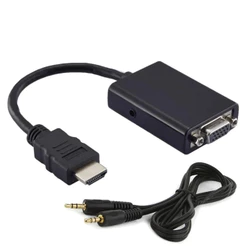 Cabo Conversor Hdmi Para Vga Com Cabo P2 D Audio 1080p Adaptador Áuido e Video