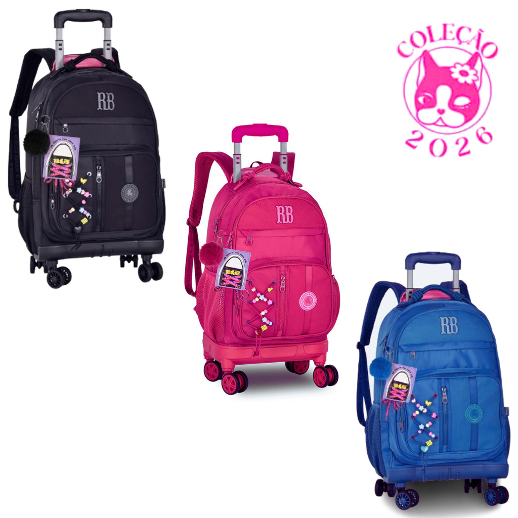 Mochila de Rodinhas 360º Com par de Cadarços Rebecca Bonbon Beaded Fun - Clio St