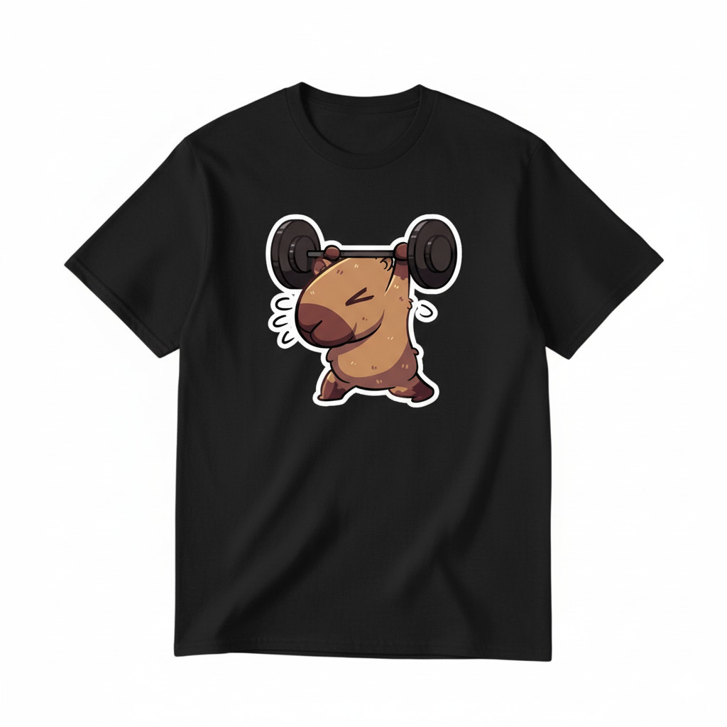 Camiseta Unissex Capivara Musculação Academia Engraçada Fitness Fofa Estampada Confortavel Divertida Fofa Casual