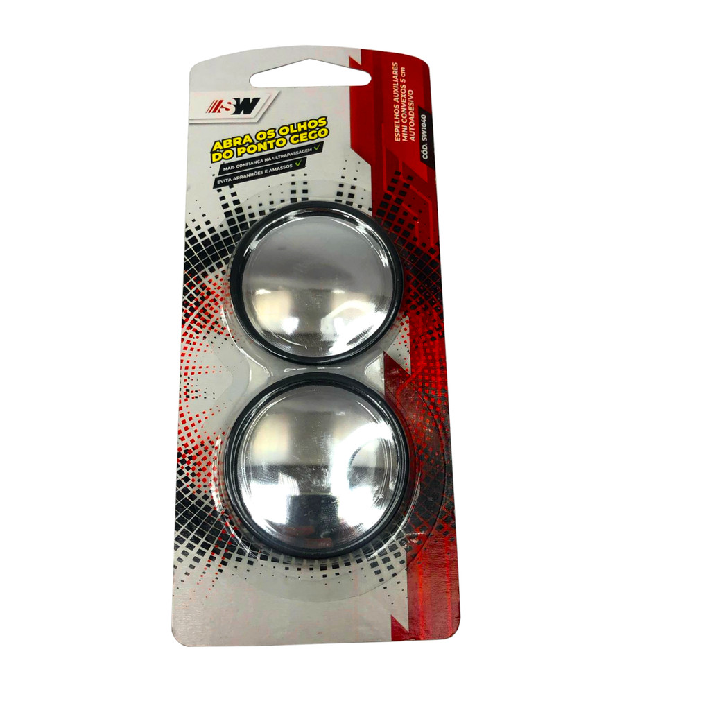 2 Espelho Convexo Auxiliar Universal Olho De Boi Ponto Cego 5cm