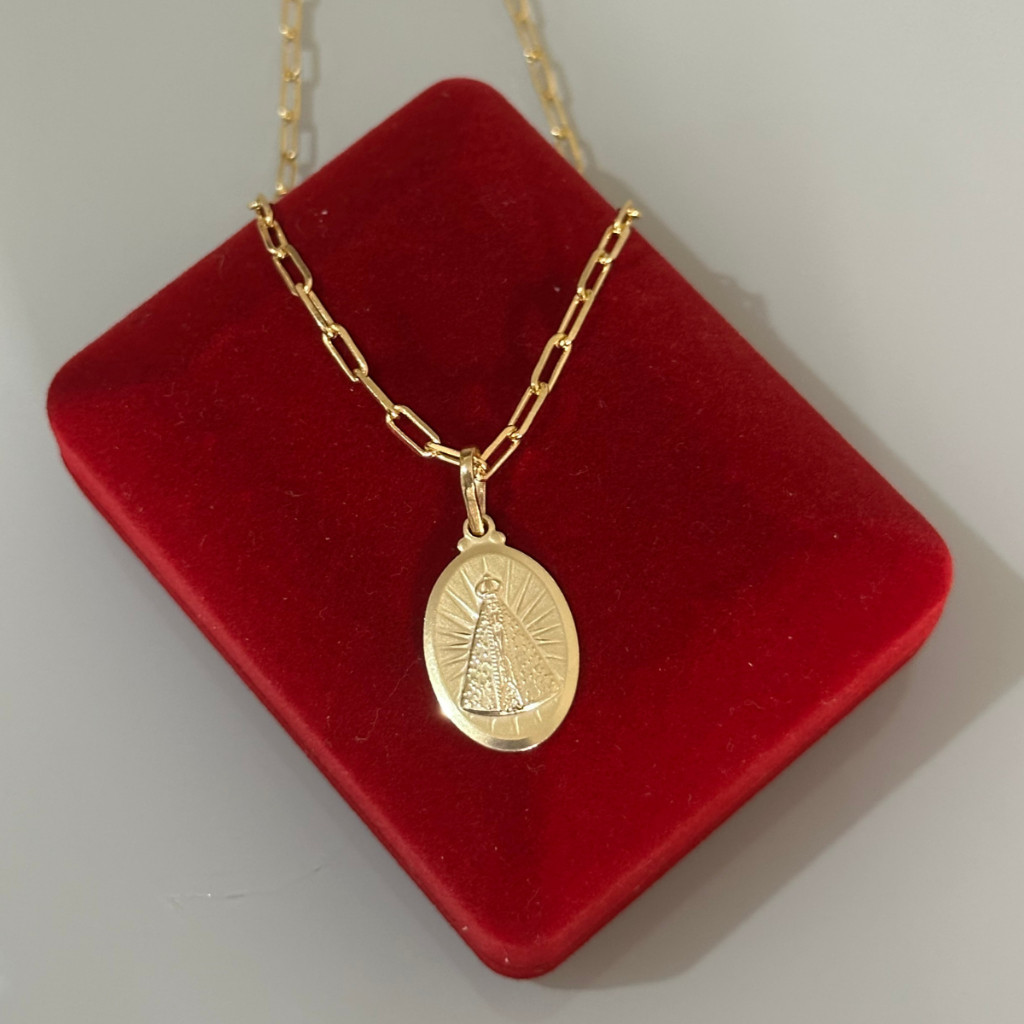 Pingente Medalha Nossa Senhora Aparecida Moeda Antiga 18k