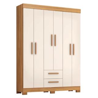 Guarda Roupas Casal 6 Portas 2 Gavetas Libano Madeirado / Off White Notável em Oferta na Shopee