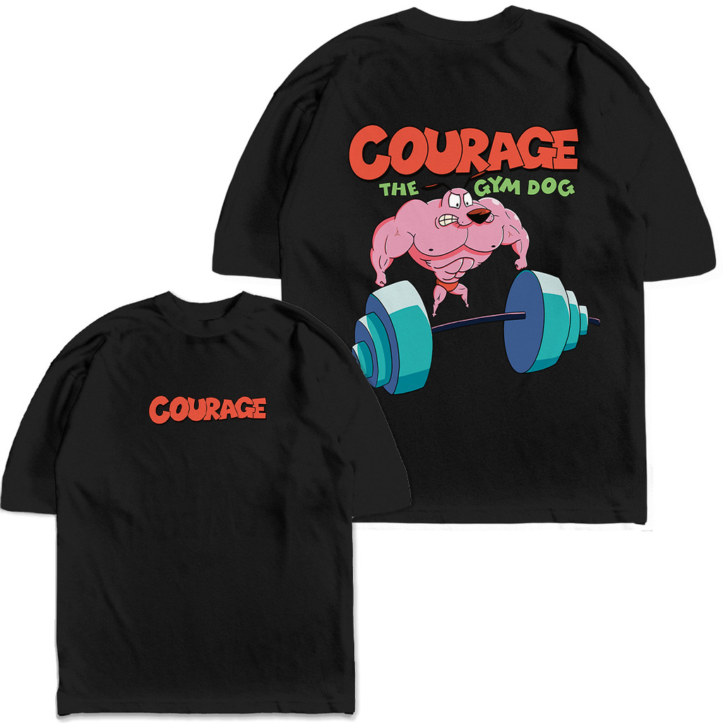 Camiseta Oversized Courage The Gym Dog Academia Streetwear Harajuku Aesthetic Camisa Unissex