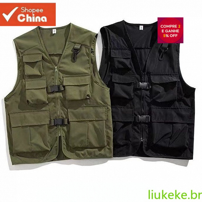 Colete Tático Cargo Sem Mangas Casual Masculino JAN0