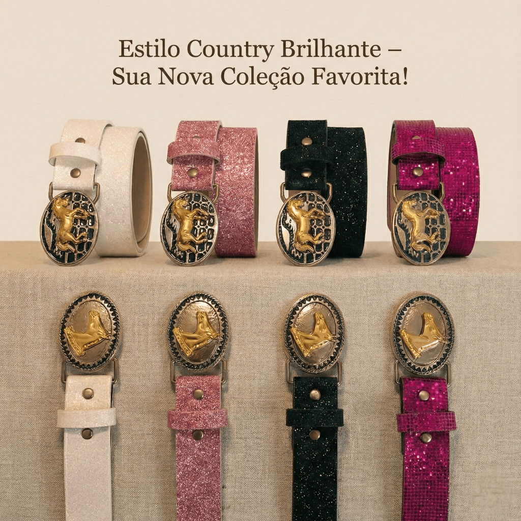 Cinto Country Boiadeira Infantil Menina Juvenil Brilho Glitter Strass Fivela Cowgirl Luxo em Oferta na Shopee