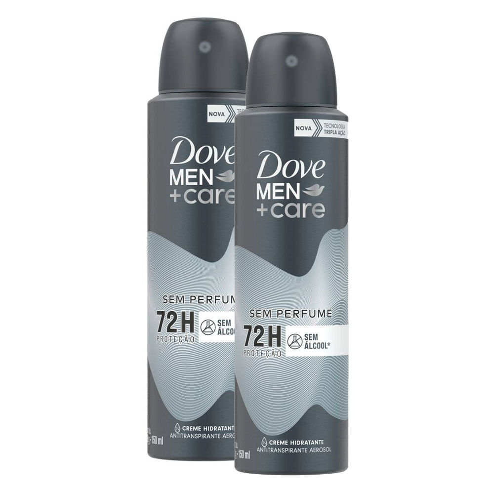 Kit 2 Desodorante Dove Men + Care Sem Perfume Aerosol Antitranspirante 72h com 150ml em Oferta na Shopee