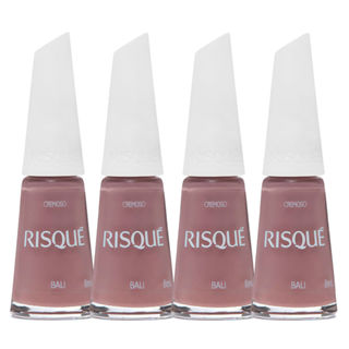 Kit 4 Esmalte Risqué Rosas Cremoso Cor Bali 8ml em Oferta na Shopee