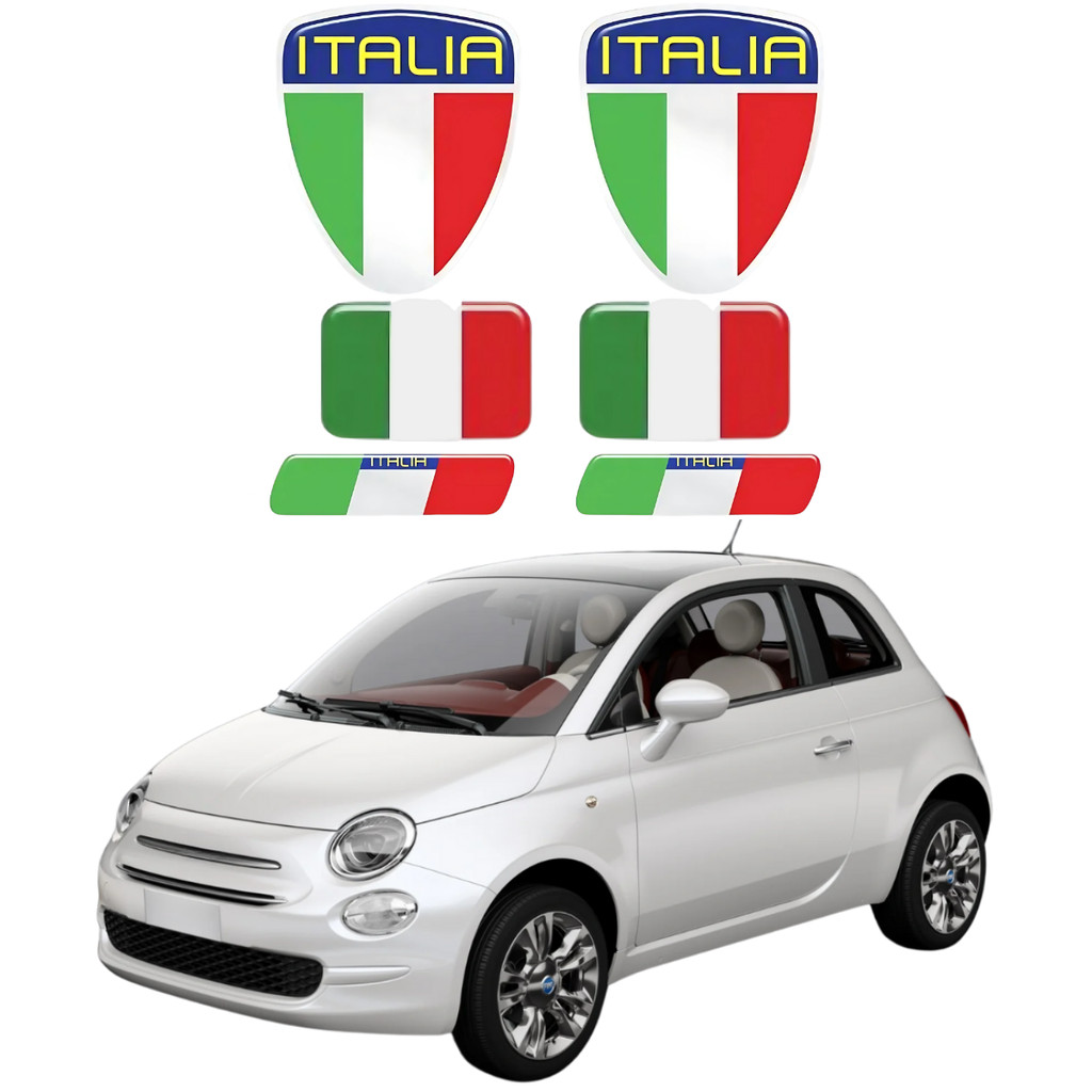 Kit Adesivo Itália Emblemas Resinados Escudo Placa Coluna Universal Fiat 500