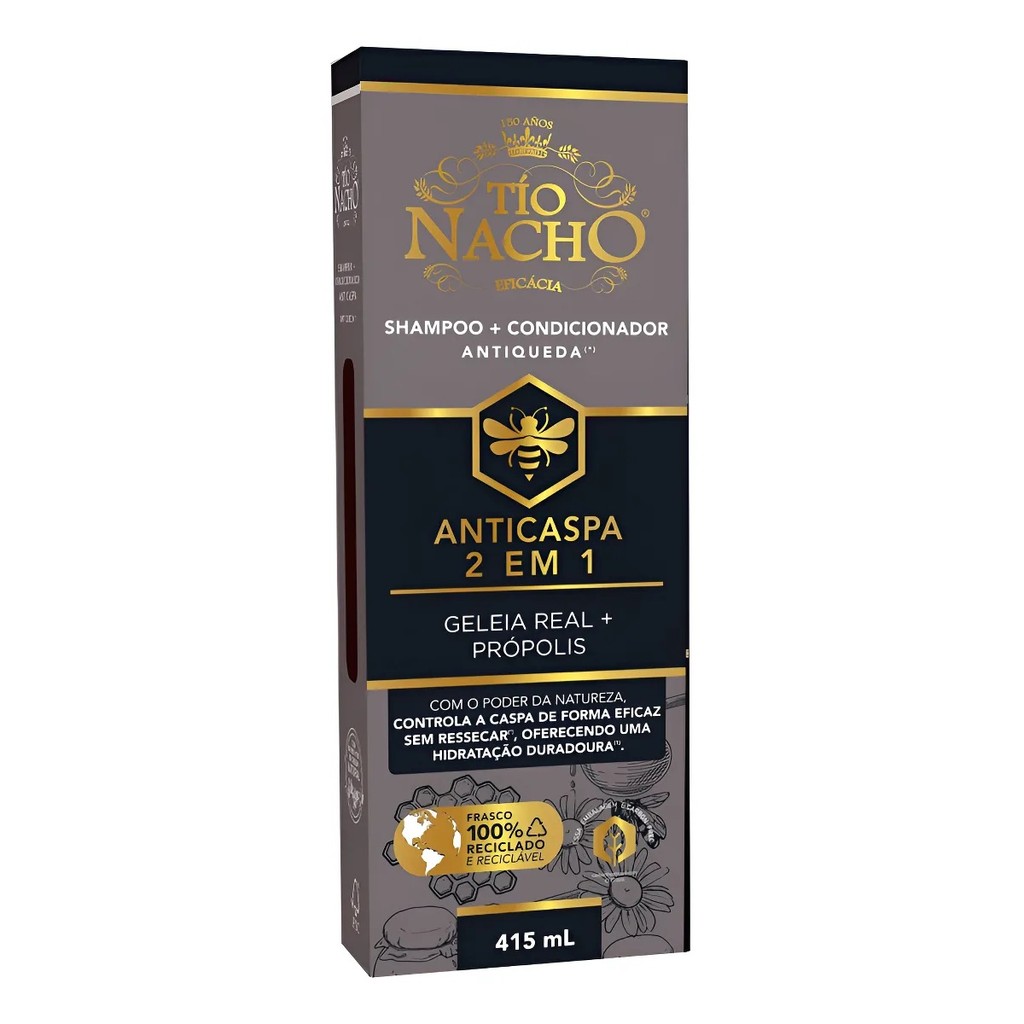 Tio Nacho Shampoo + Condicionador Antiqueda Anticaspa 2 em 1 Geleia Real + Própolis 415ml