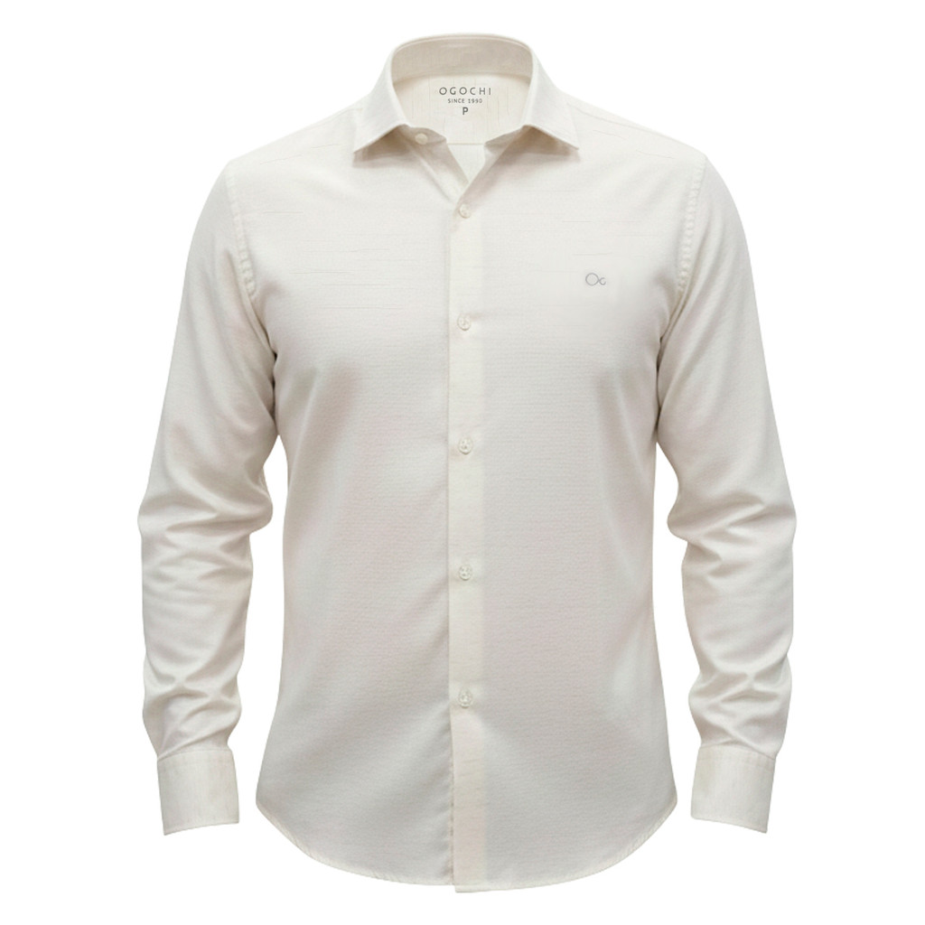 Camisa Ogochi ML Branco Casual Slim Flame