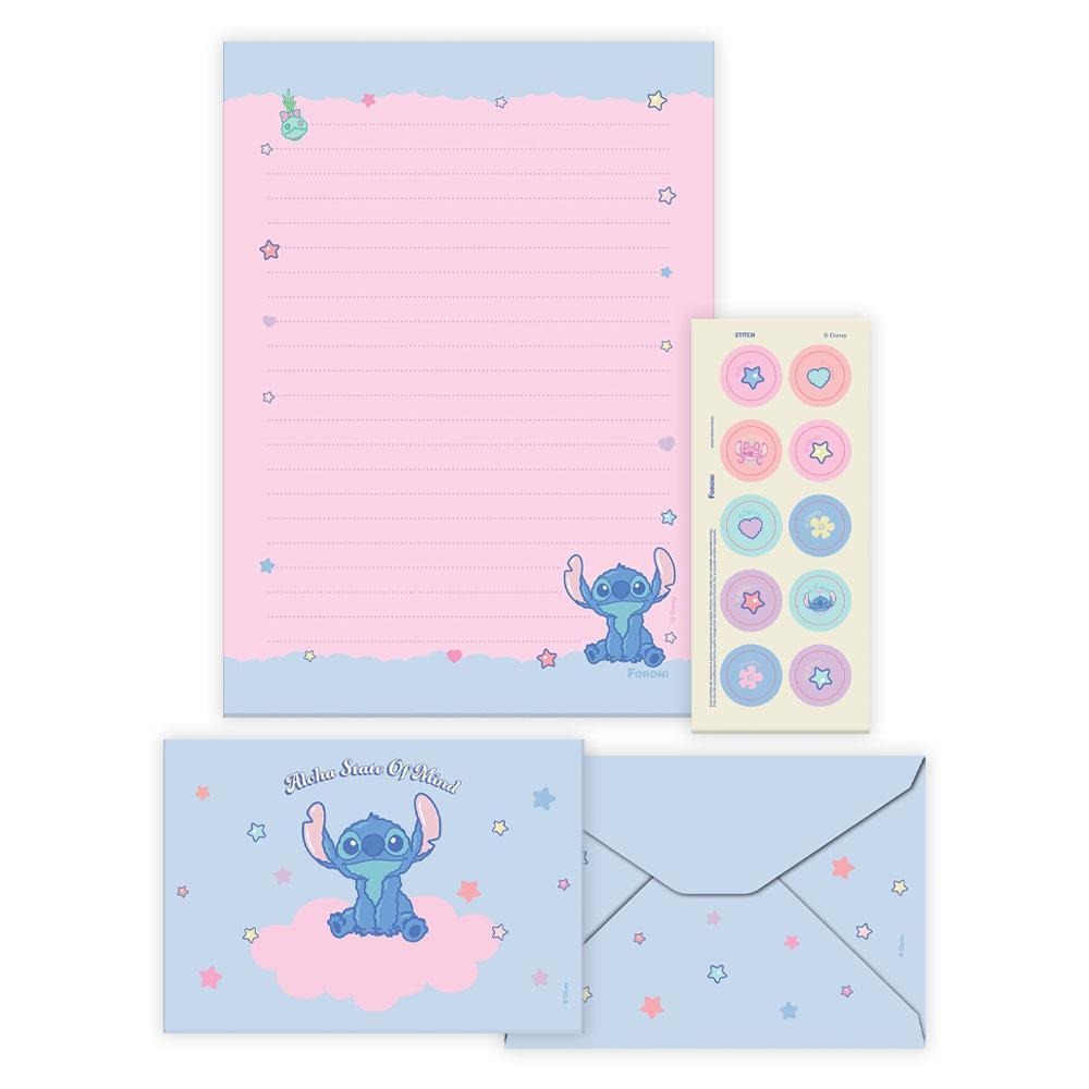 Papel de Carta com Envelopes e Adesivos Stitch Foroni