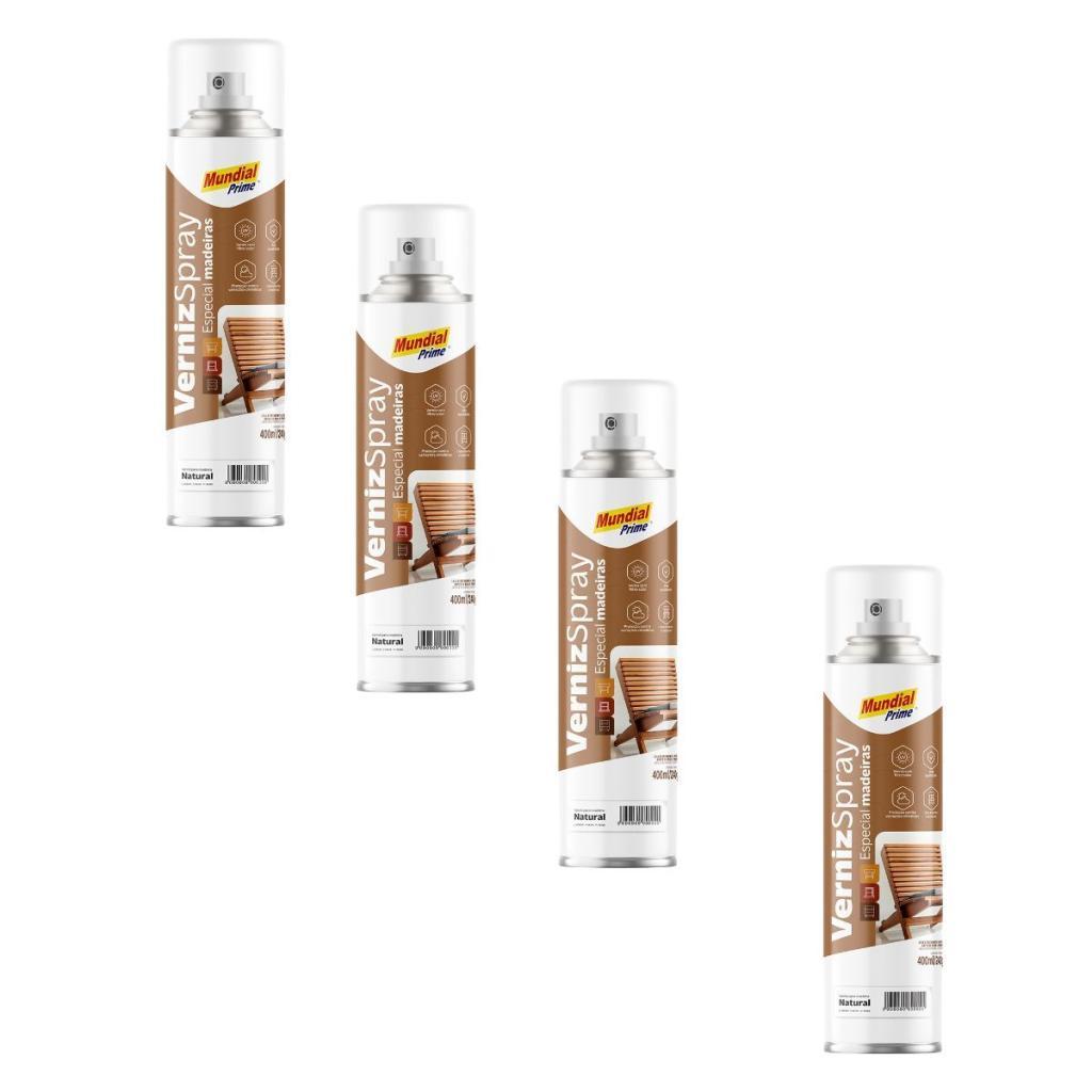Kit 4 Verniz De Madeira Natural Spray 400ml Proteção UV