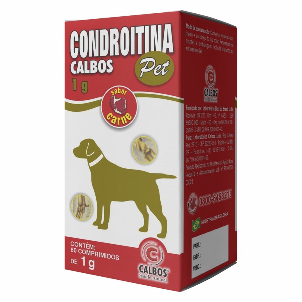 Condroitina Pet Calbos 1g - Embalagem com 60 Comprimidos em Oferta na Shopee