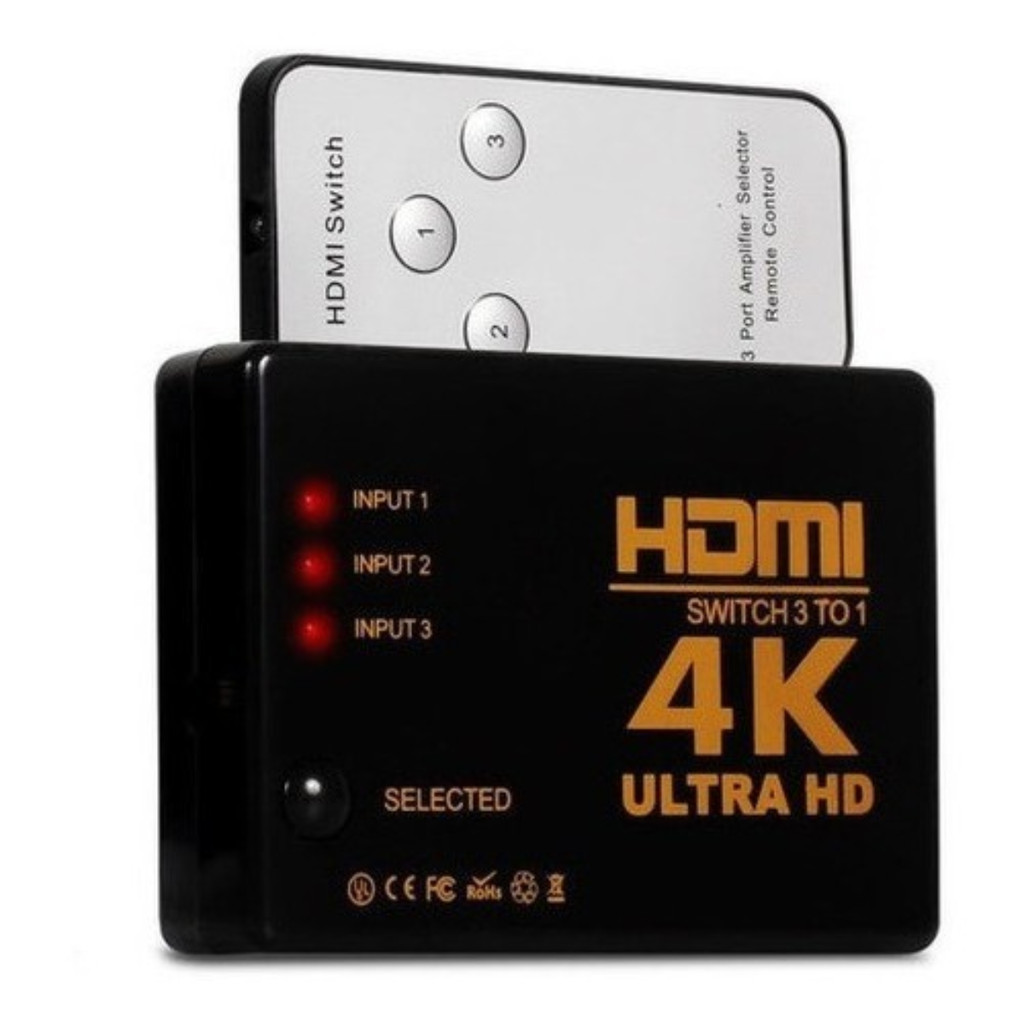 Hub Switch Hdmi 4k 3x1 C/ Divisor com Controle.