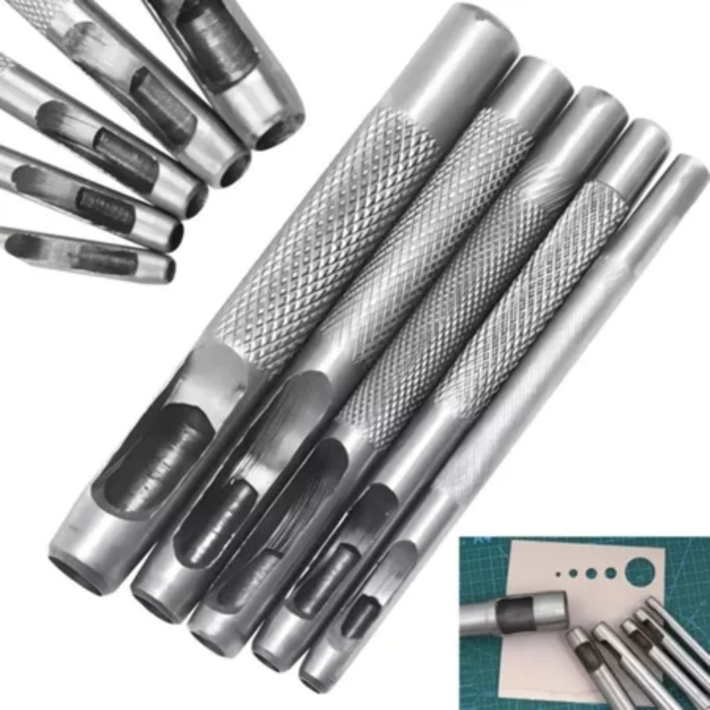 Kit 5 Peças de Jogo Furadores Couro Vazador Borracha Perfurador Aço Agulhão Artesanato Profissional em Oferta na Shopee