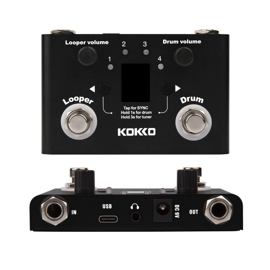 Kokko Lost Tempo Drum Machines & Looper Pedal 30 baterias integradas 11 minutos de tempo de gravação Sintonizador