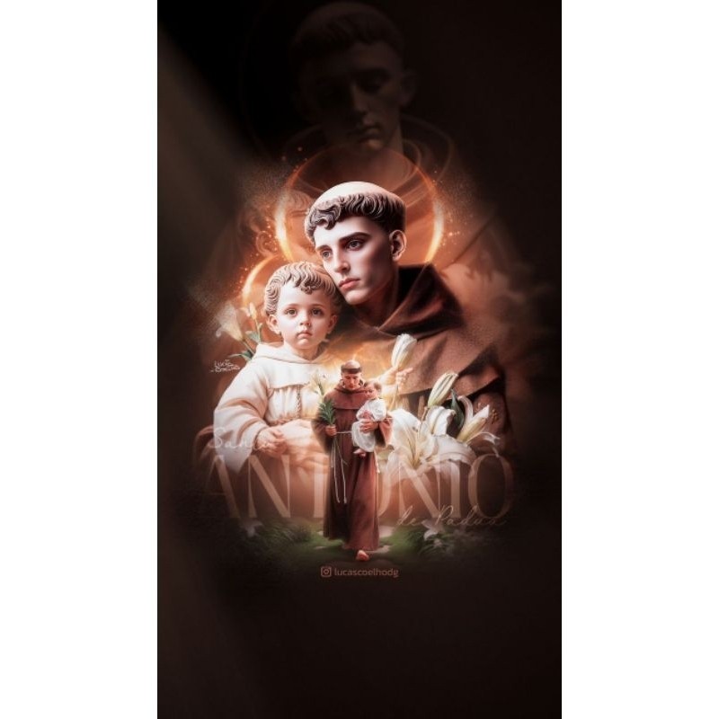Quadro: Santo Antonio e O Menino Jesus (com Imagem Menor no Centro).