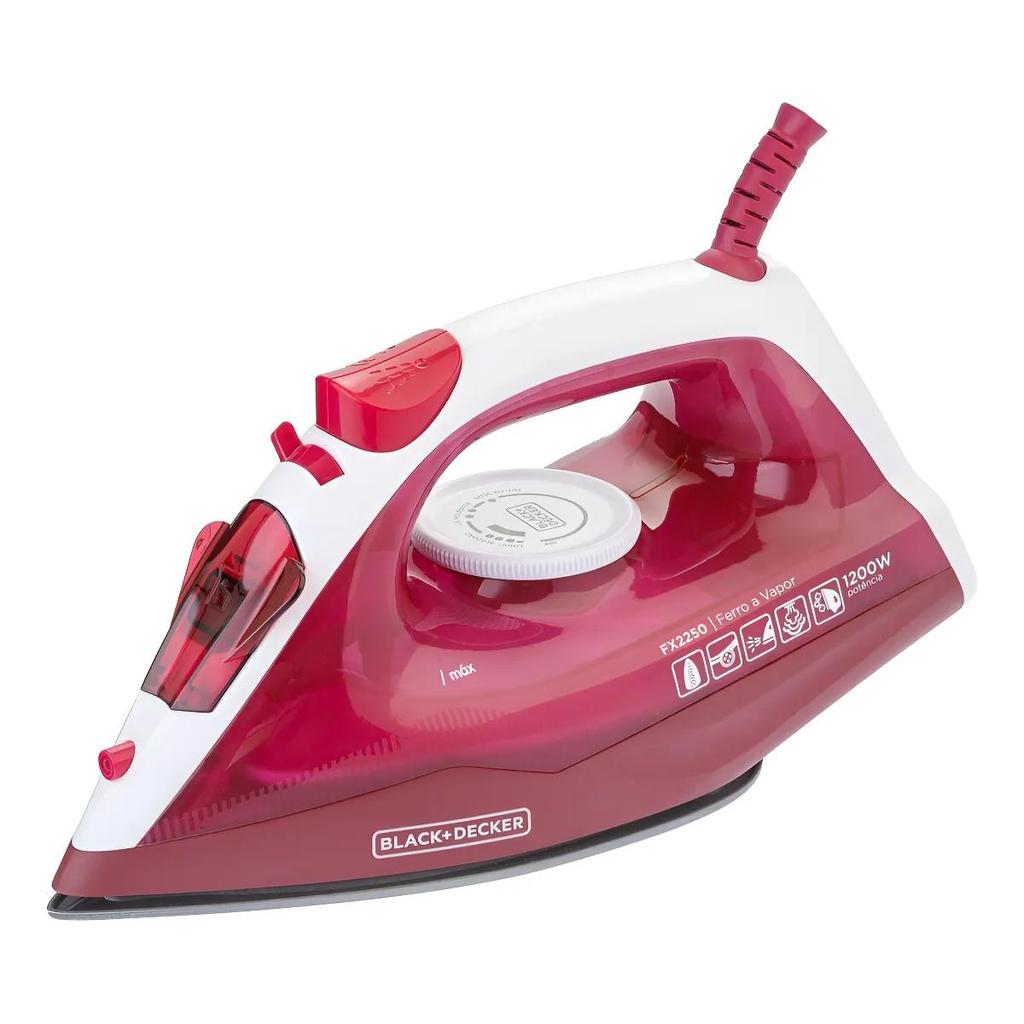 Ferro de Passar Roupa a Vapor Black + Decker Antiaderente 1200W 220V Rosa - FX2250-B2 em Oferta na Shopee