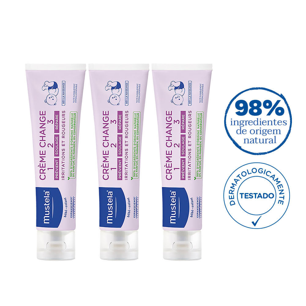 Detalhes do Kit Mustela Creme Vitaminado Preventivo de Assaduras 1 2 3 Leve 3 Pague 2