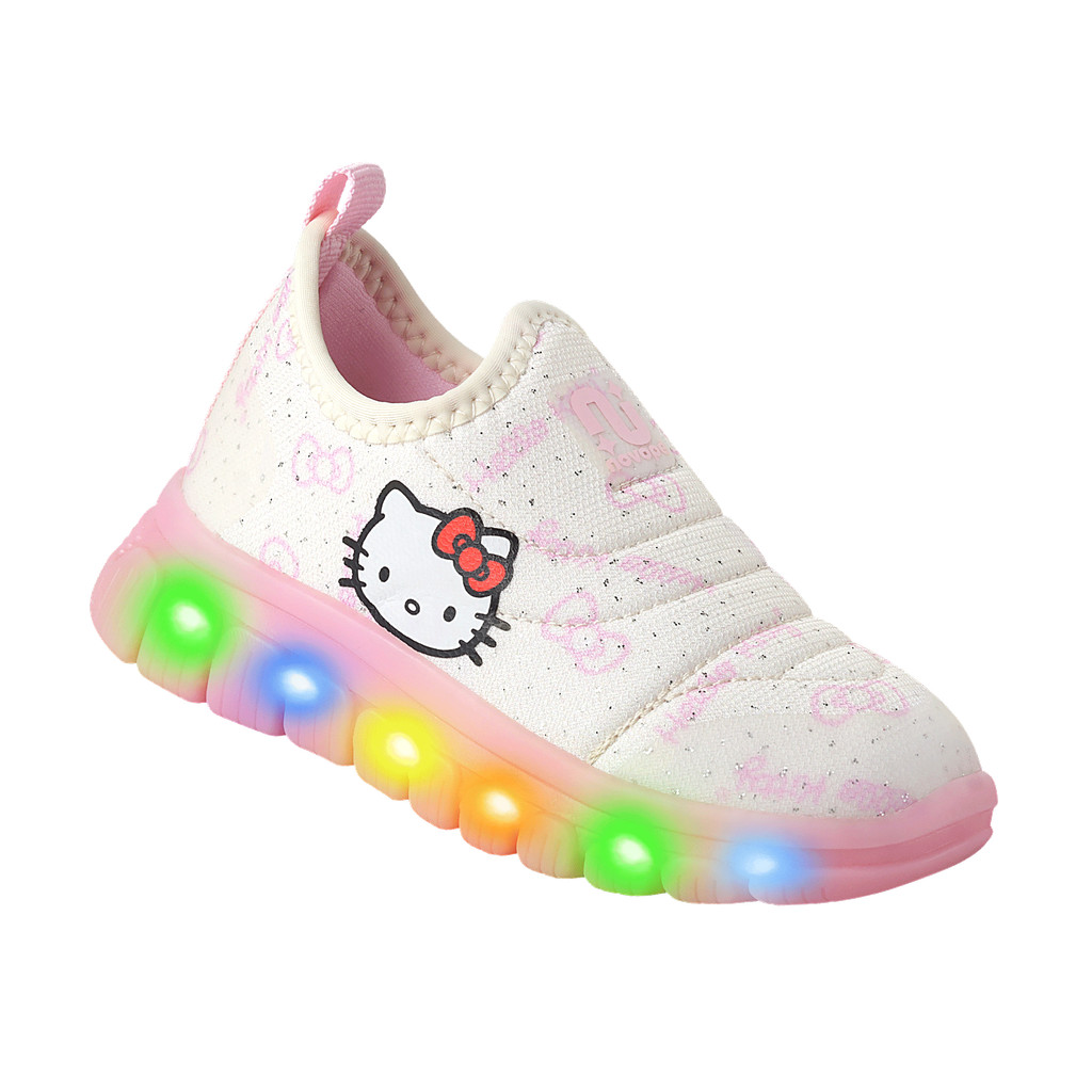 Tênis Infantil Hello Kitty Novopé LED Rosa com Glitter