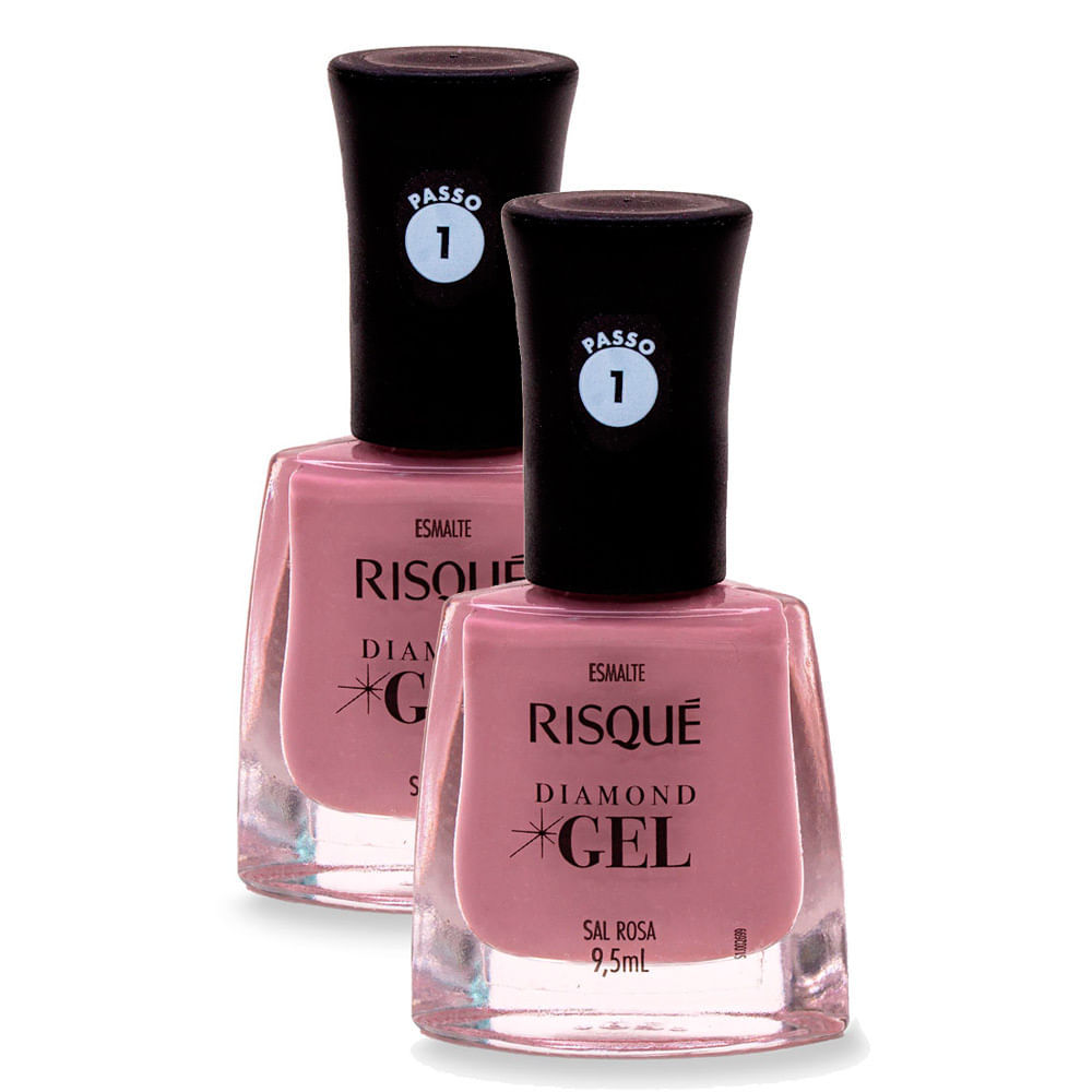 Kit 2 Esmalte Risqué Diamond Gel Sal Rosa Cremoso 9,5ml em Oferta na Shopee