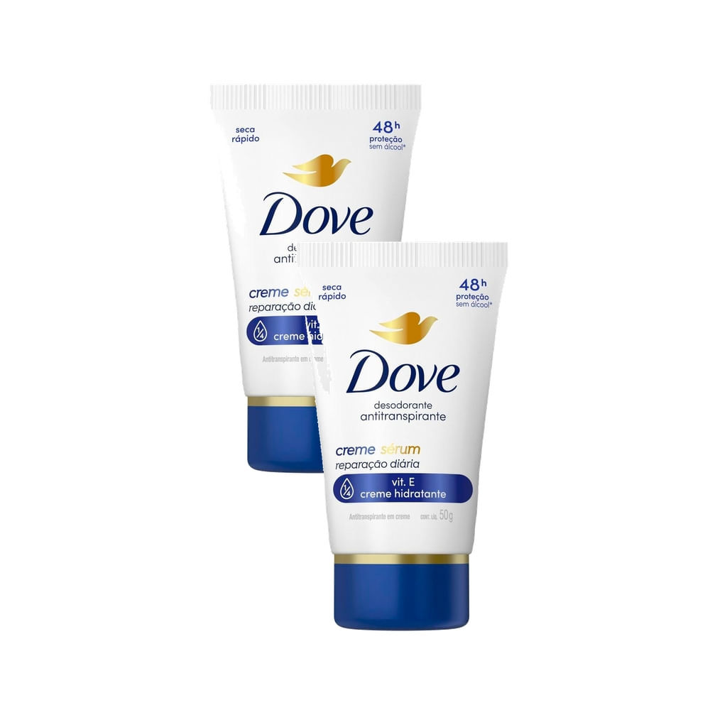 Kit 2 Desodorante Dove Antitranspirante Creme Sérum Reparação Diária 50g em Oferta na Shopee