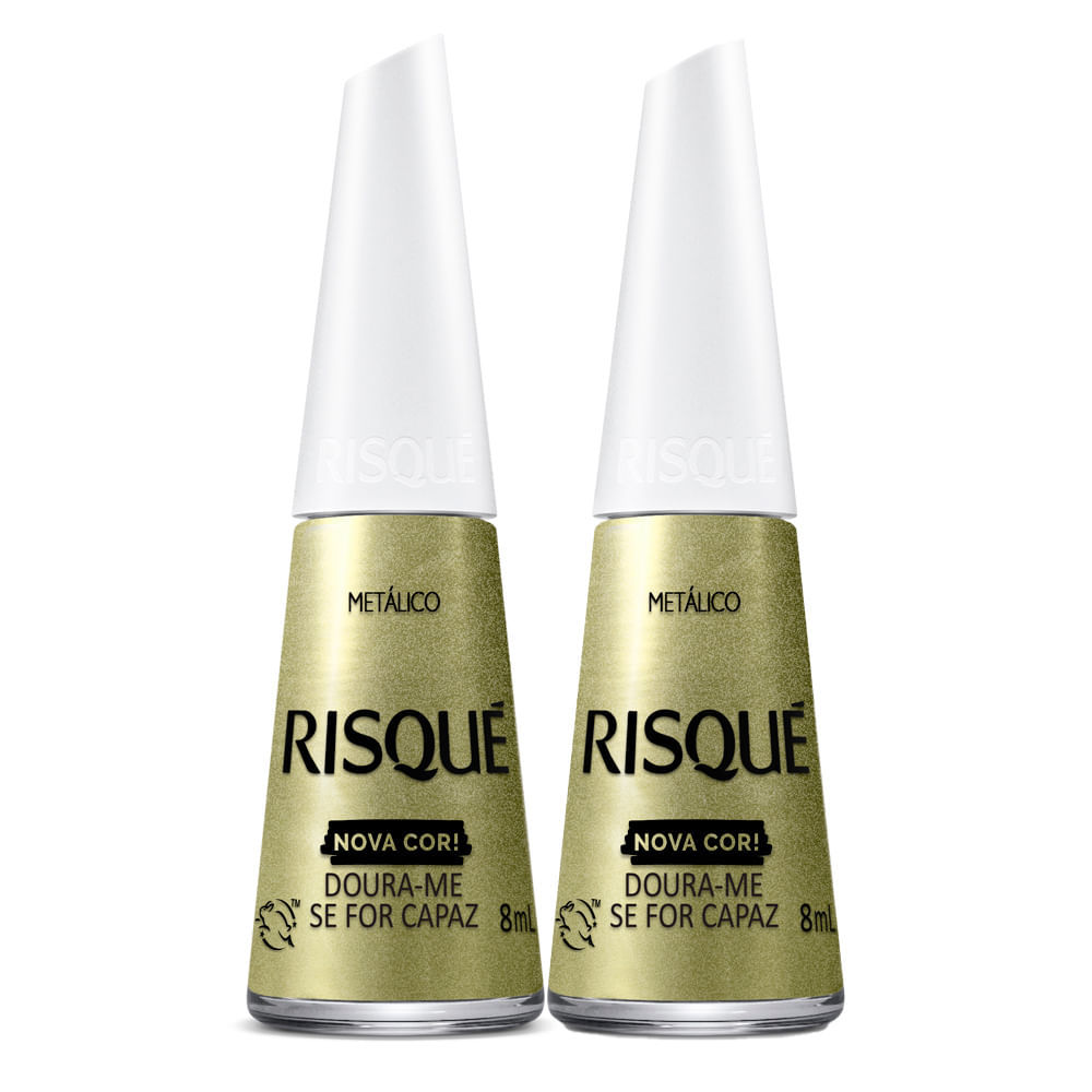 Kit 2 Esmalte Risqué Nova Cor Metálico Cor Doura-me Se For Capaz 8ml em Oferta na Shopee