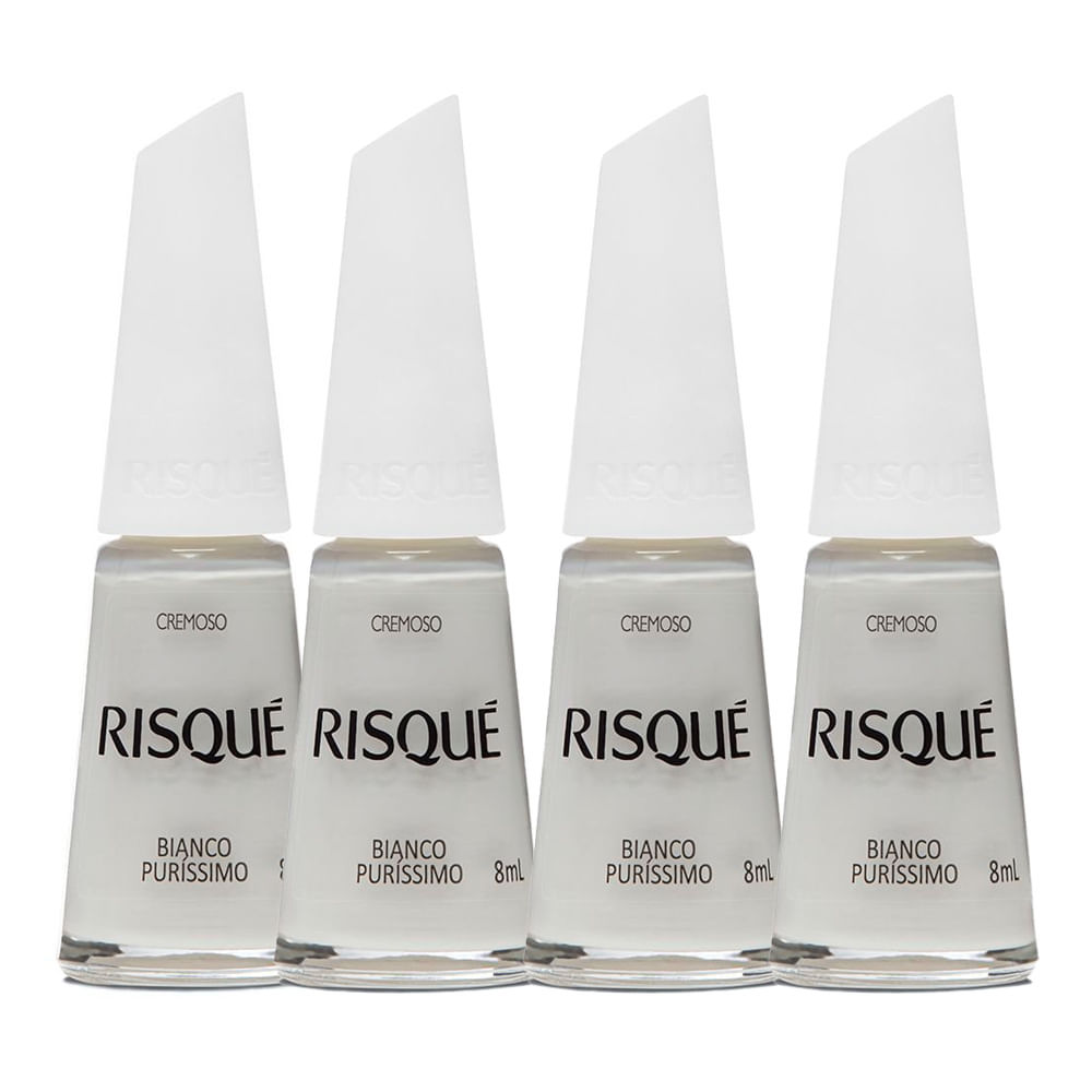 Kit 4 Esmalte Risqué Branco Cremoso Branco Puríssimo 8ml em Oferta na Shopee