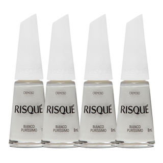 Kit 4 Esmalte Risqué Branco Cremoso Branco Puríssimo 8ml em Oferta na Shopee