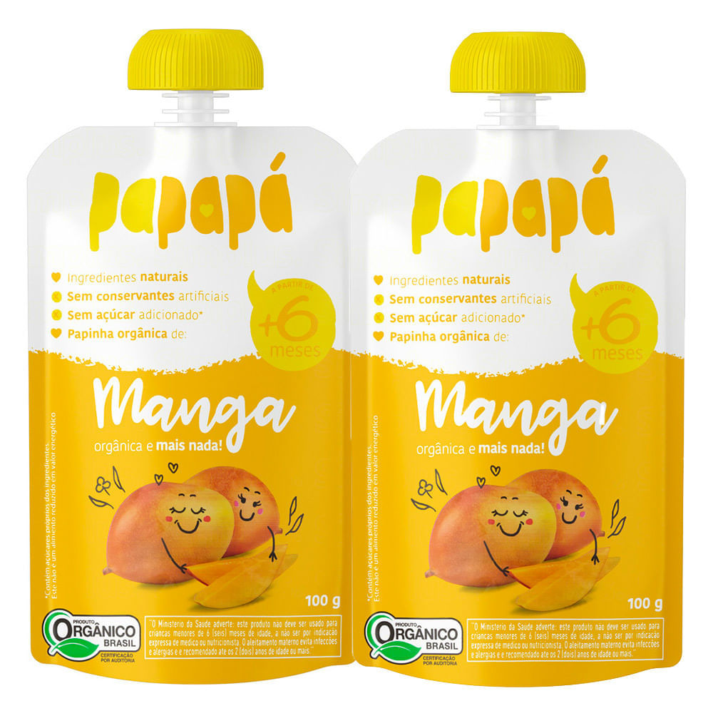Kit 2 Papinha Papapá Orgânica Manga 100g em Oferta na Shopee