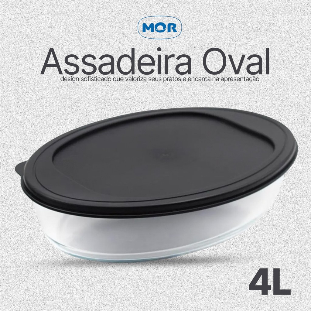 Assadeira Oval Com Tampa 4L Mor Para Fornos e Microondas