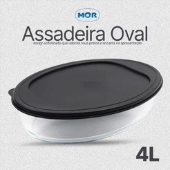 Assadeira Oval Com Tampa 4L Mor Para Fornos e Microondas