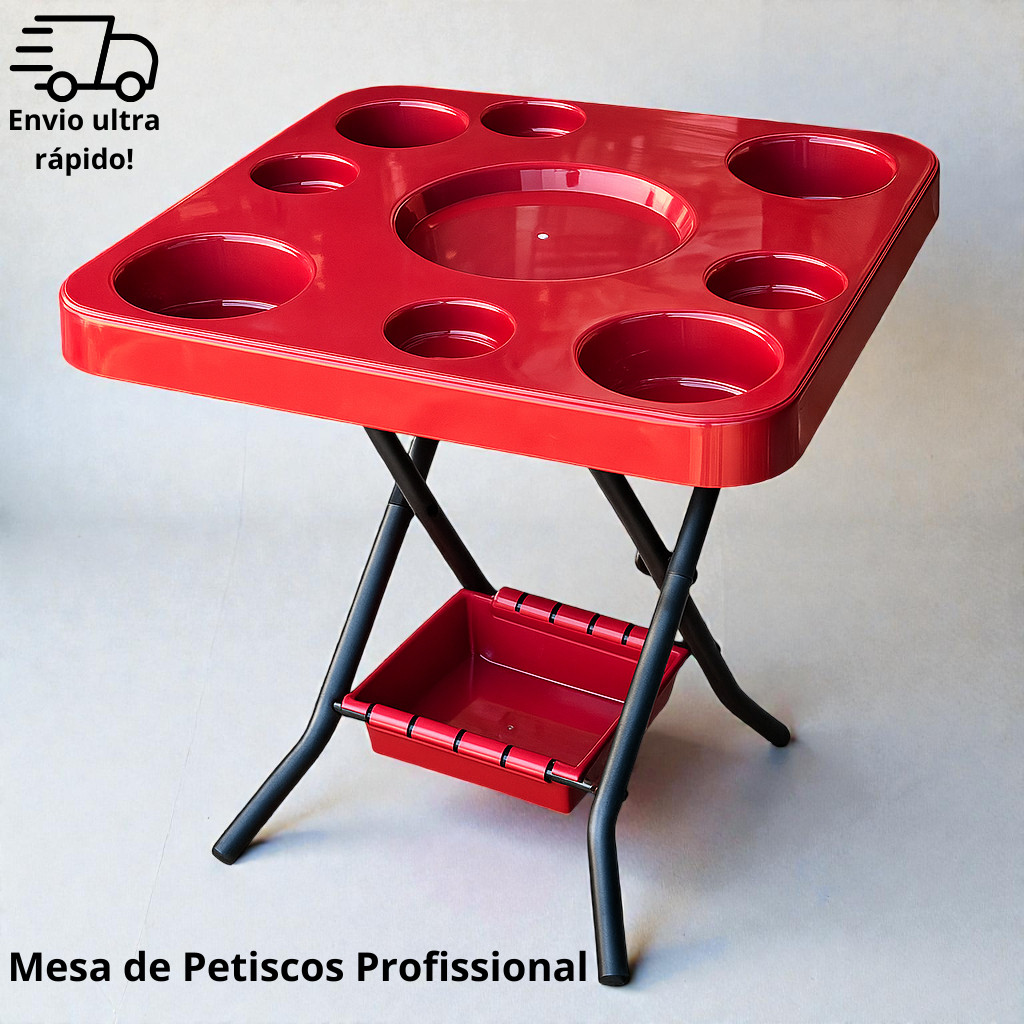 Mesa Para Petisco com Compartimentos Churrasqueira piscina Caixa de Som – Portátil