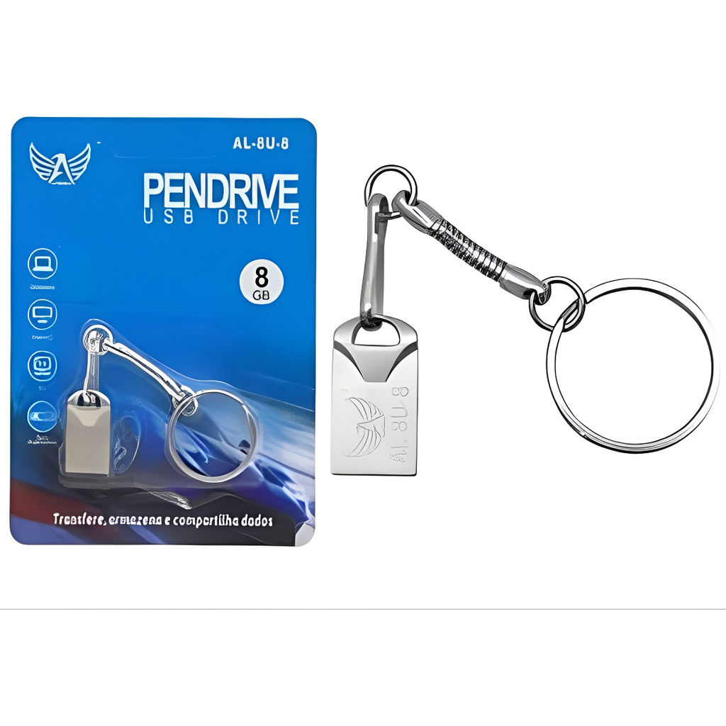 Mini Pendrive Chaveiro 8gb Altomex Al-8u-8 Usb 2.0 Prateado