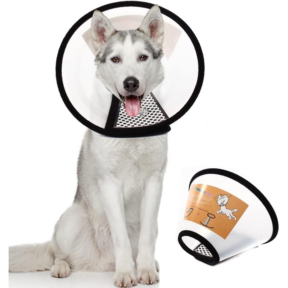 Coleiras e cones de recuperação de plástico para cães e gatos ajustável cone de pescoço cirúrgico em Oferta na Shopee