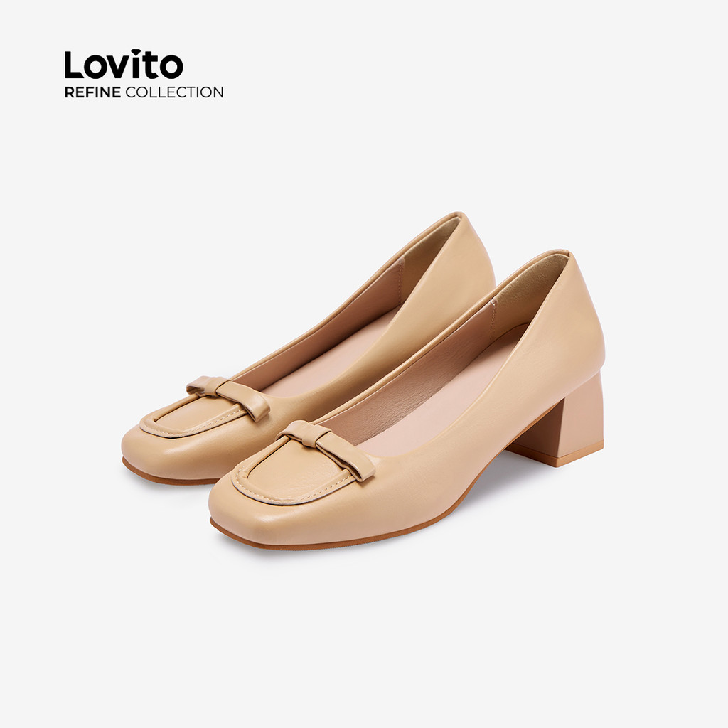 Detalhes do (Lovito Refine) Saltos com Laço Elegantes para Mulheres LR15E431