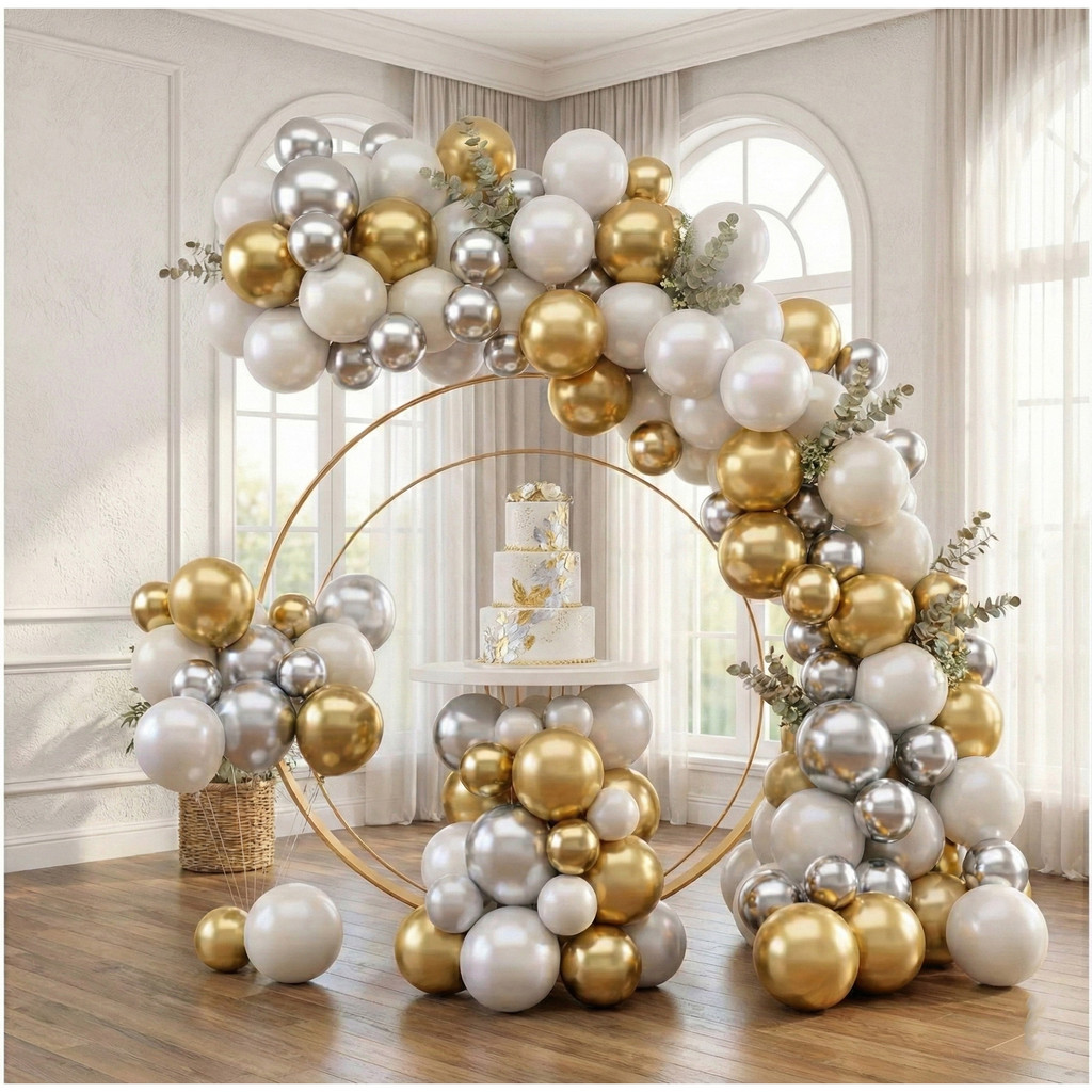 Kit Balões Dourado Branco Prata Bexiga Festas Aniversários cor viva em Oferta na Shopee