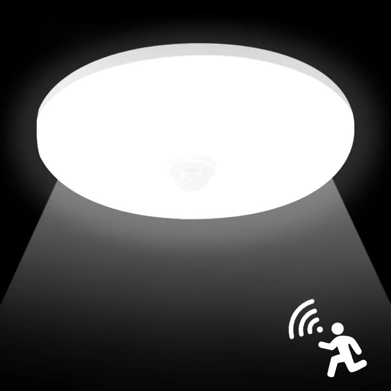 Luminária Painel LED Sobrepor com Sensor de Presença Redonda Luz Fria  Bivolt  Branco Teto