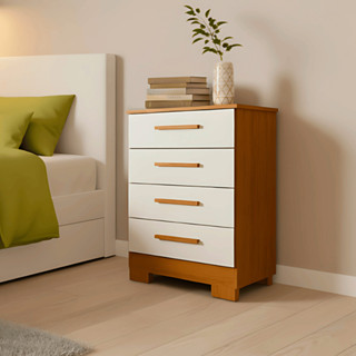 Cômoda 4 Gavetas Carol Com Pés Freijó/Off White Batrol em Oferta na Shopee