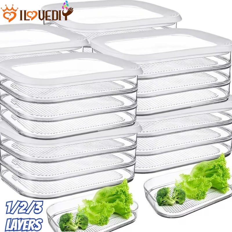 Conjunto Modular De Recipientes De Armazenamento De Alimentos Empilháveis Herméticos , Organizador De Cozinha Transprese