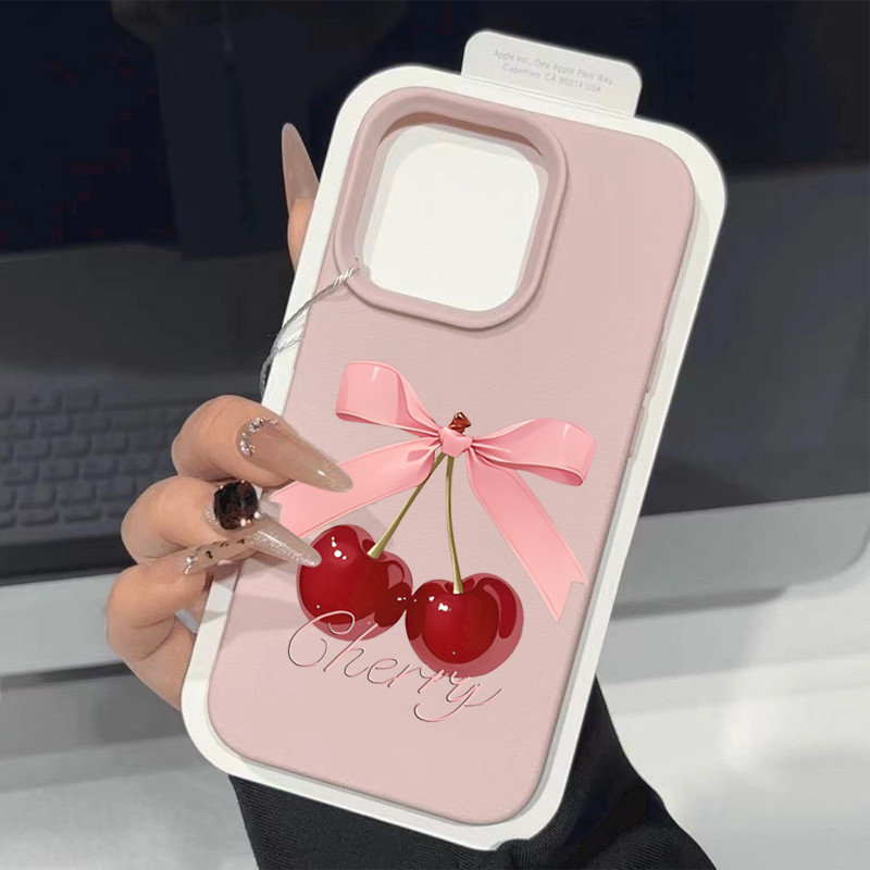 Rosa Bowknot Vermelho Cereja Lichia Design Caso De Telefone Para IPhone 16 17 15 14 13 12 11 Pro Max Plus 16E XS Capa em Oferta na Shopee