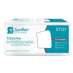 Papel toalha interfolha 2 dobras folha simples 100% celulose ECO ETI21 21,0x21,5 c/2100fls Santher