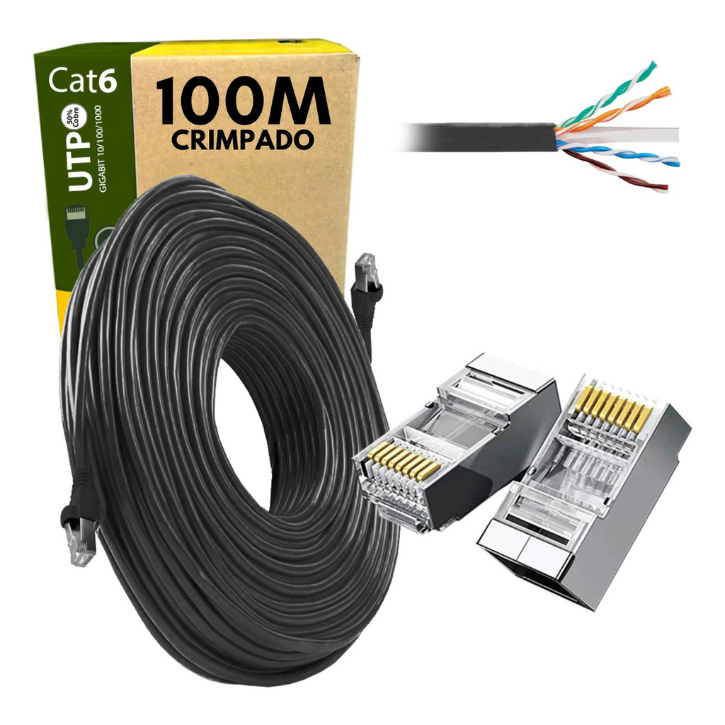 Cabo De Rede Cat6 Utp Internet Giga Rj45-blindado 100 Metros